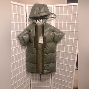 LONG DOWN VEST - Olive sz: Xxs